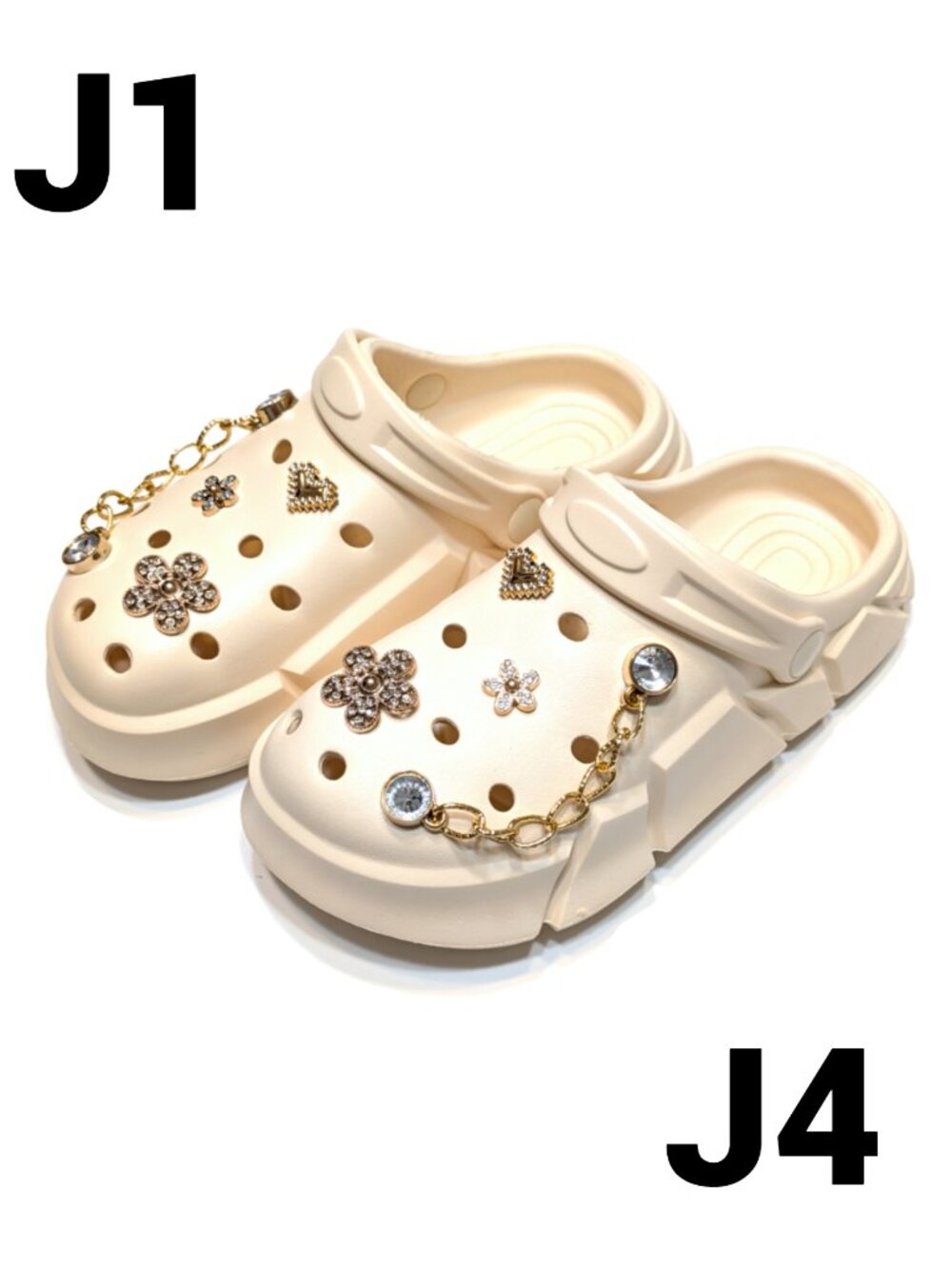 TWO GIRL'S IVORY CLOGS - Accessories Included, Big Kids' (J1, J4) - Picture 2 of 3